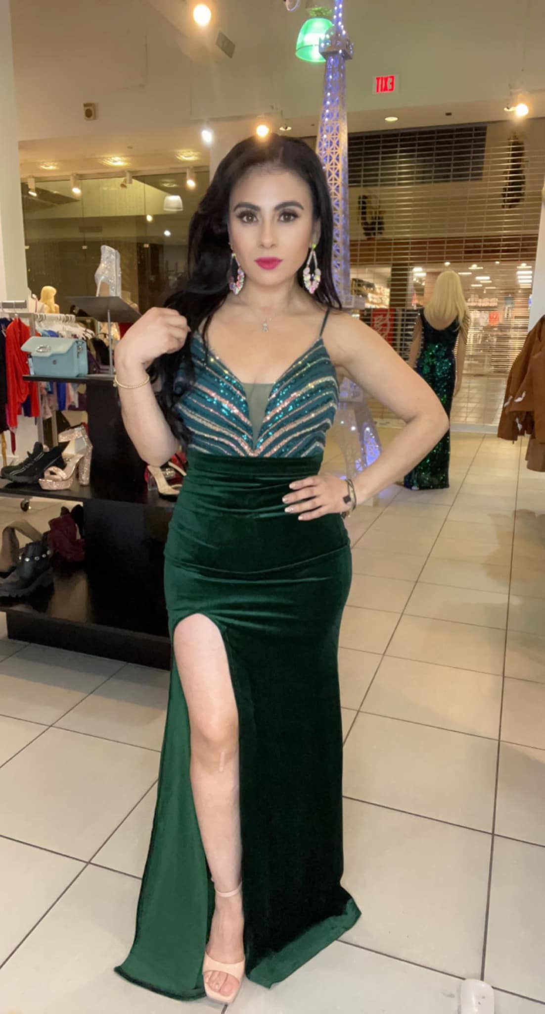 Vestido Terciopelo con Lentejuela de Tornasol