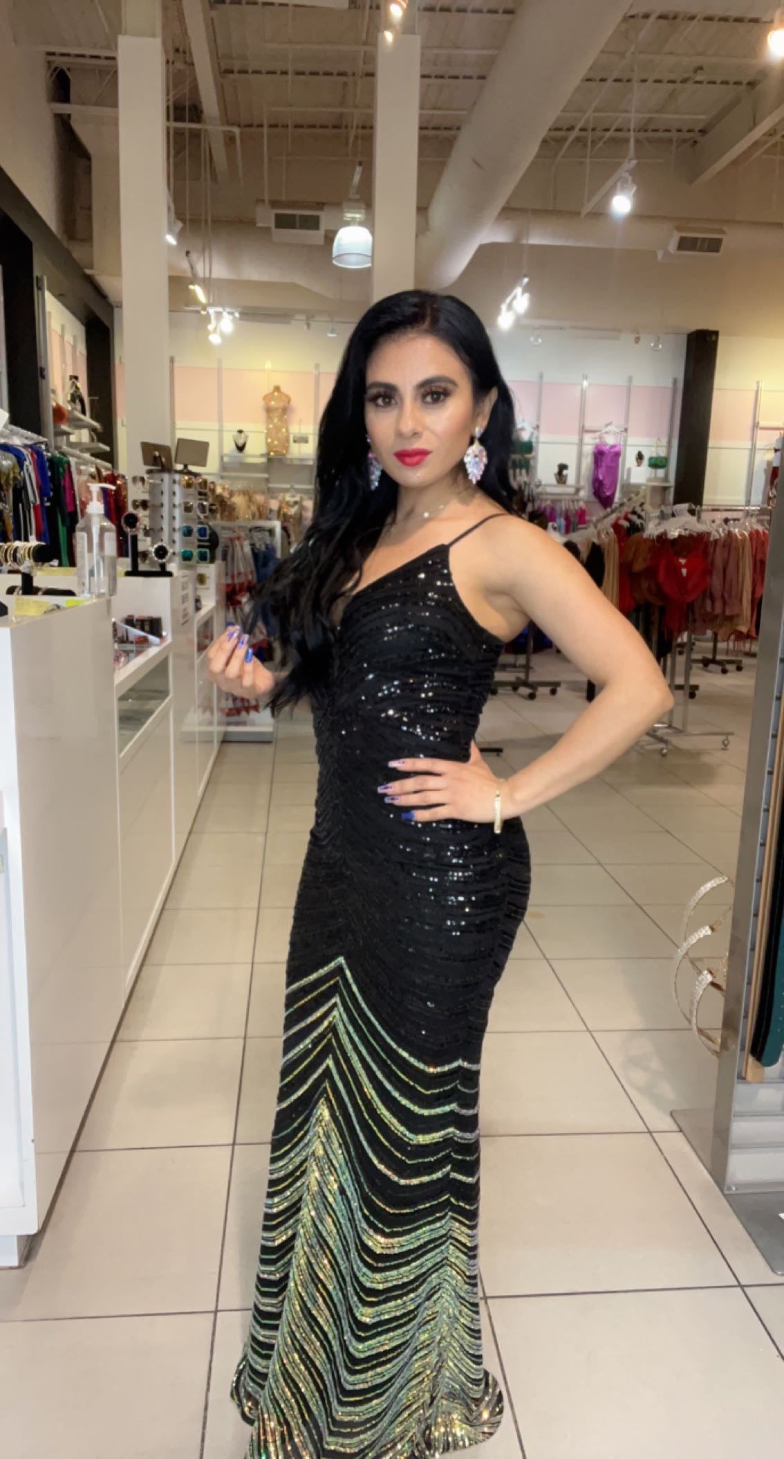 Vestido de Tirantes con Lentejuela Dorada Tornasol