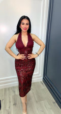 Bordeaux Nights Sequin Dress