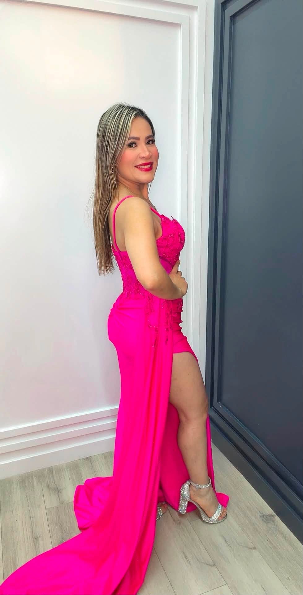 Fuchsia Glam Corset Gown