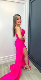 Fuchsia Glam Corset Gown