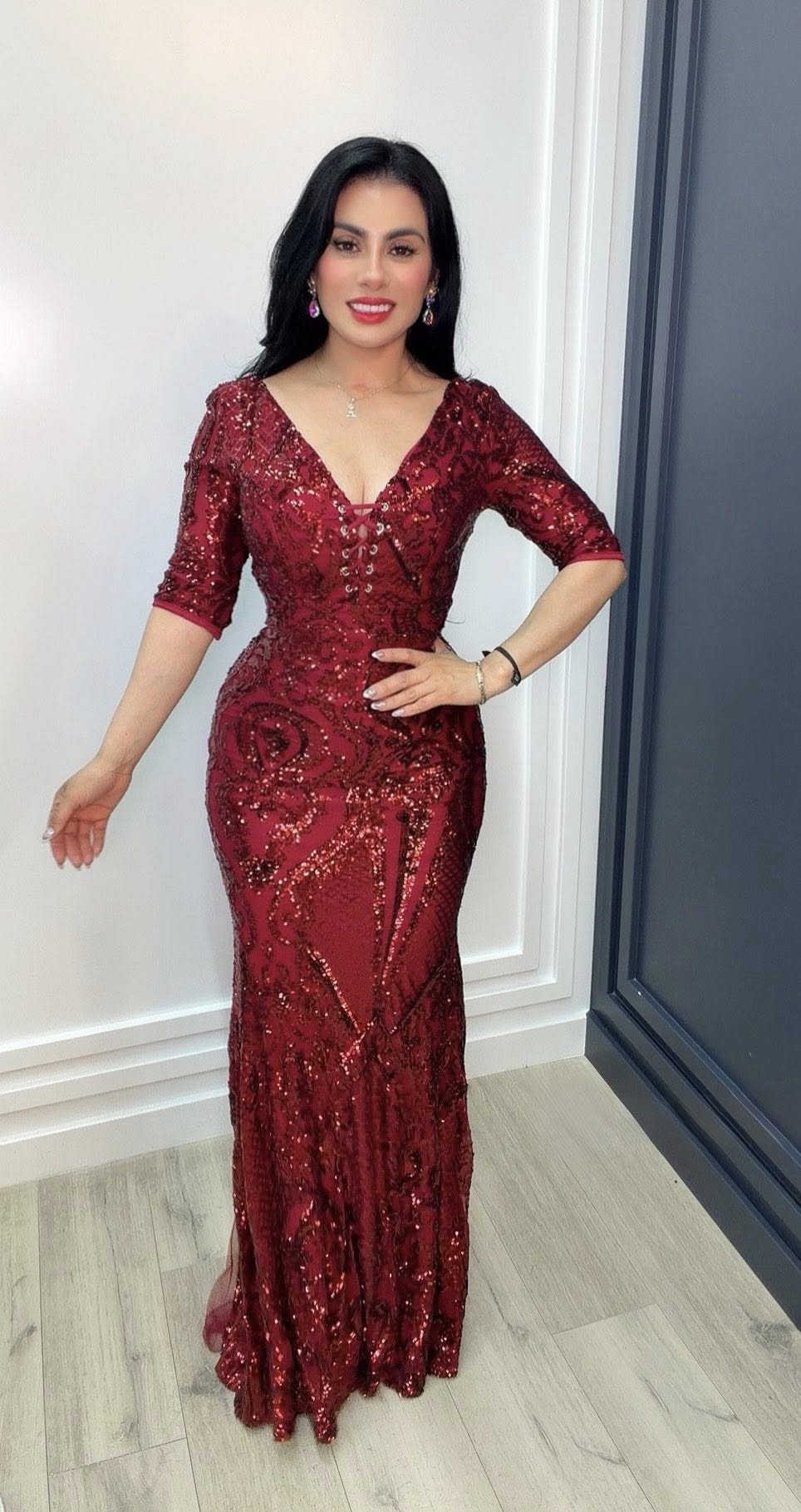 Ruby Royale Sequin Gown