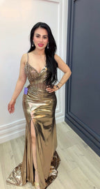 Bronze Goddess Mirror Gown