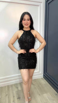 Midnight Tassel Sequin Dress