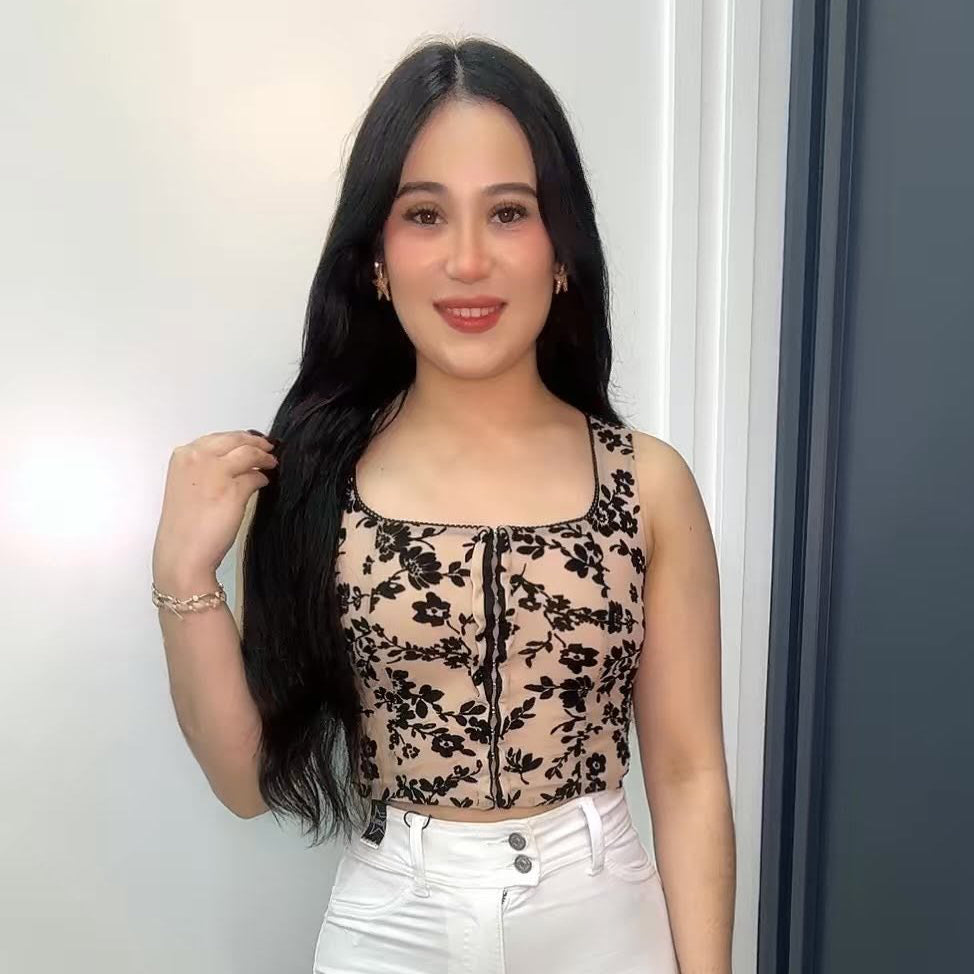 Midnight Blossom Mesh Corset Top