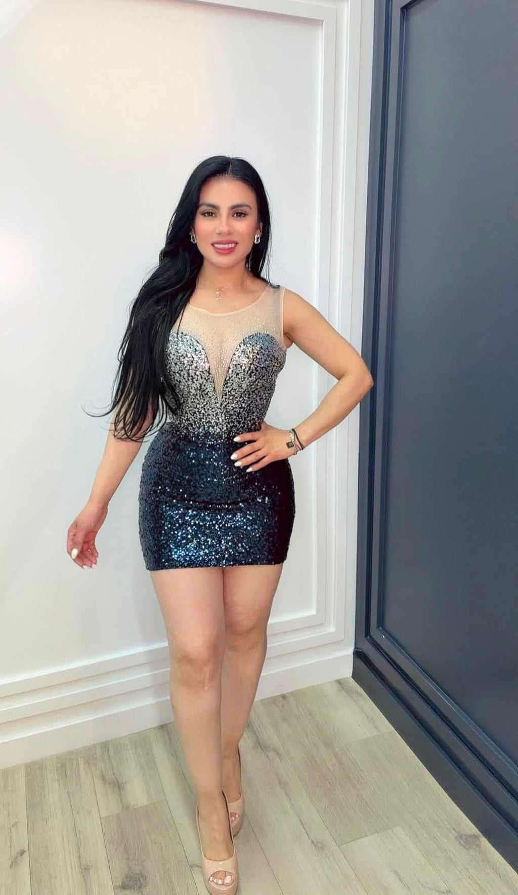 Silver Eclipse Sequin Dress