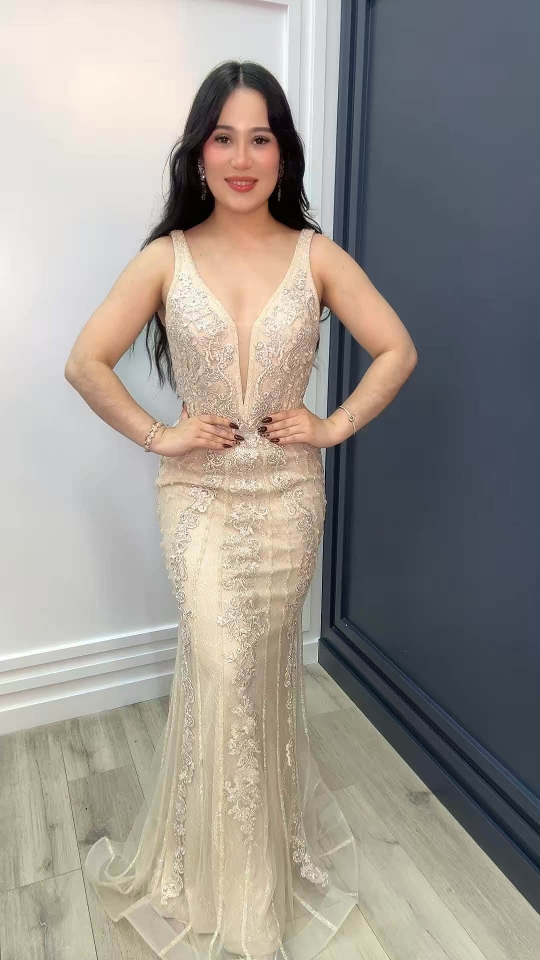 Champagne Lace Mermaid Gown