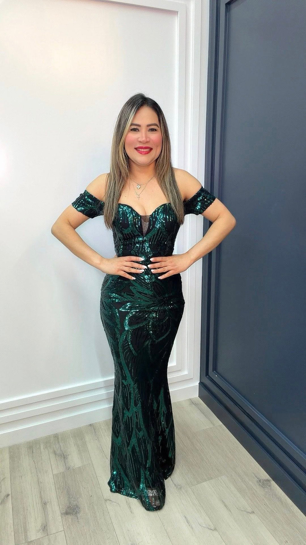 Emerald Noir Sequin Gown