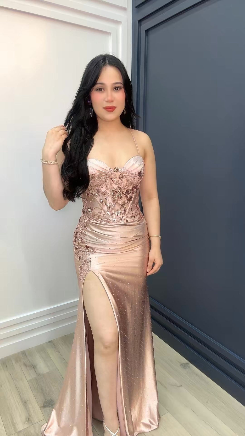 Rosé Enchantment Satin Gown