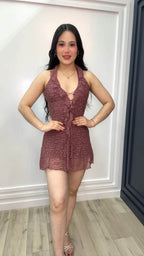 Rosé Ruffle Romper