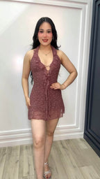 Rosé Ruffle Romper