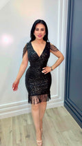 Midnight Glam Fringe Sequin Dress