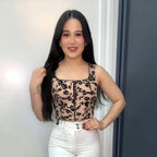 Midnight Blossom Mesh Corset Top