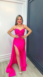 Fuchsia Glam Corset Gown