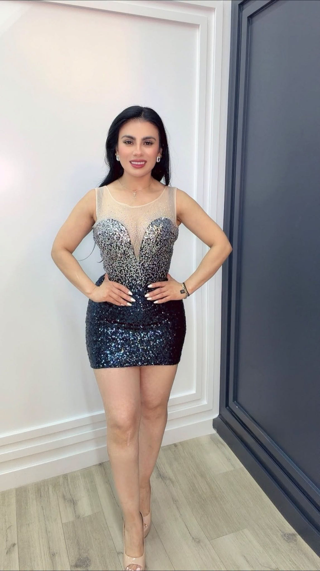 Silver Eclipse Sequin Dress