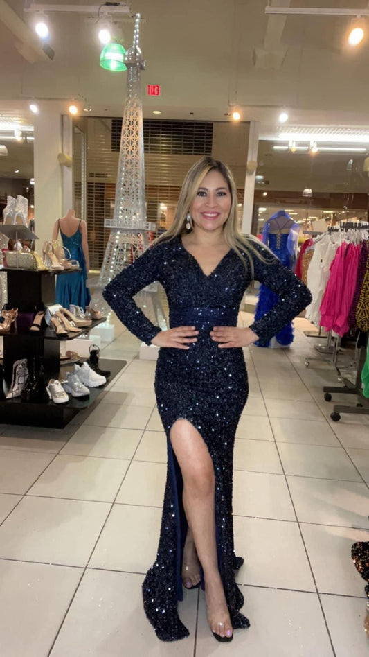 VESTIDO LARGO DE LENTEJUELAS