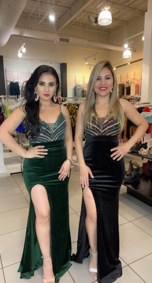 Vestido Terciopelo con Lentejuela de Tornasol